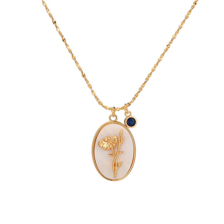 Collier avec pierre de naissance et fleur de naissance Olivenorma - Septembre - Aster - image 9