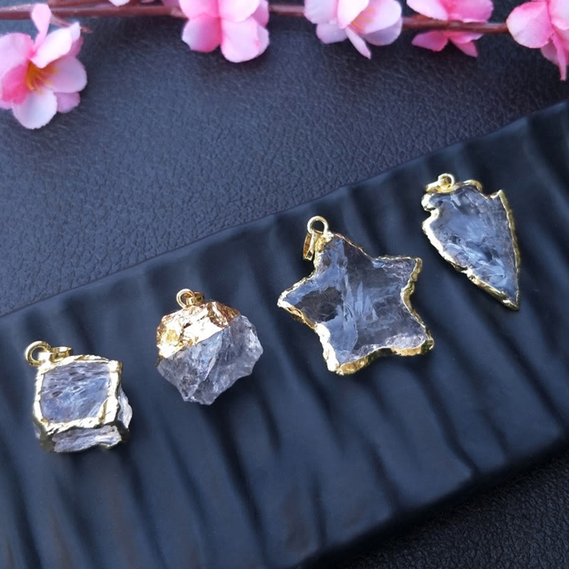 Pendentif en forme d'étoile carré en cristal blanc naturel Olivenorma