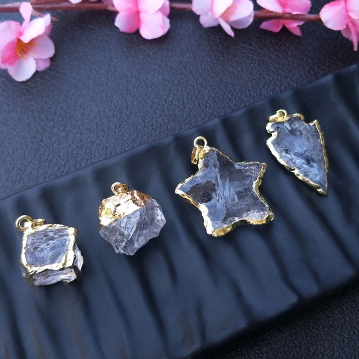 Pendentif en forme d'étoile carré en cristal blanc naturel Olivenorma