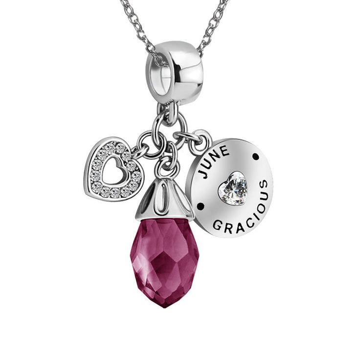 Collier avec pendentif en forme de cœur et pierre de naissance en diamant Olivenorma 