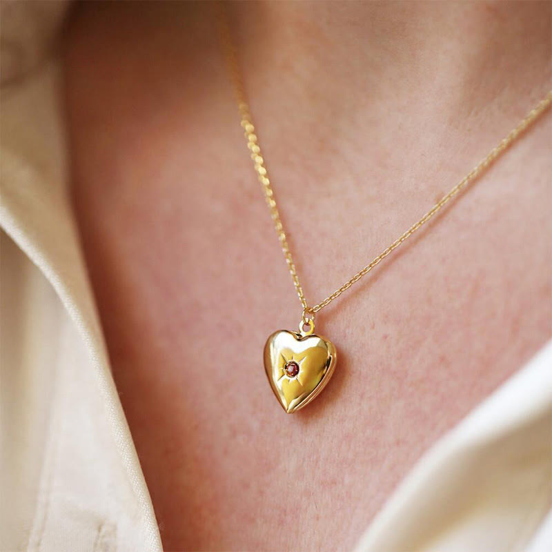 Collier album coeur avec pierre de naissance Olivenorma « Shine in My Heart » 