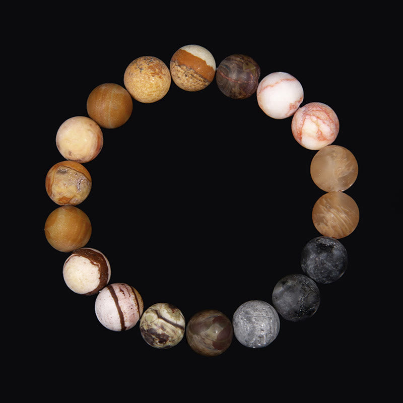 Bracelet planète en perles naturelles givrées de 10 mm Olivenorma 