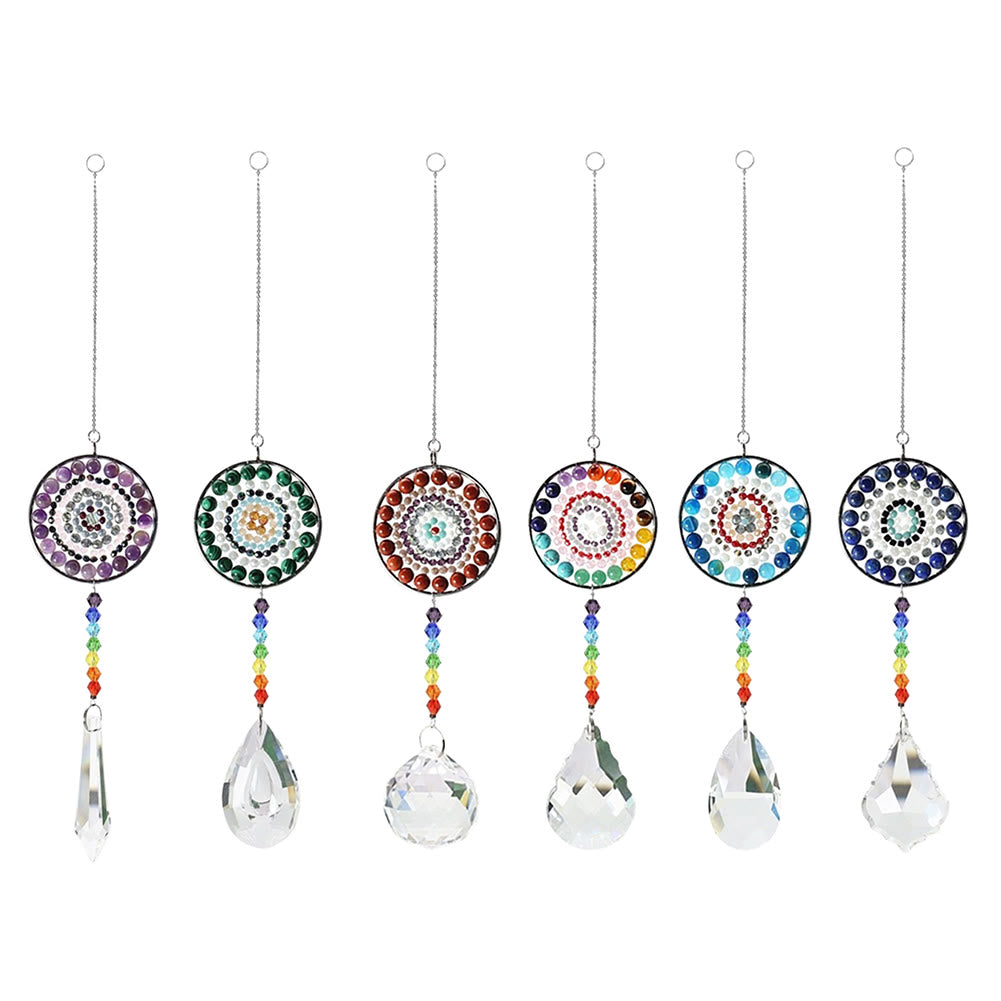Carillon éolien chakra fait main avec attrape-soleil en cristal Olivenorma