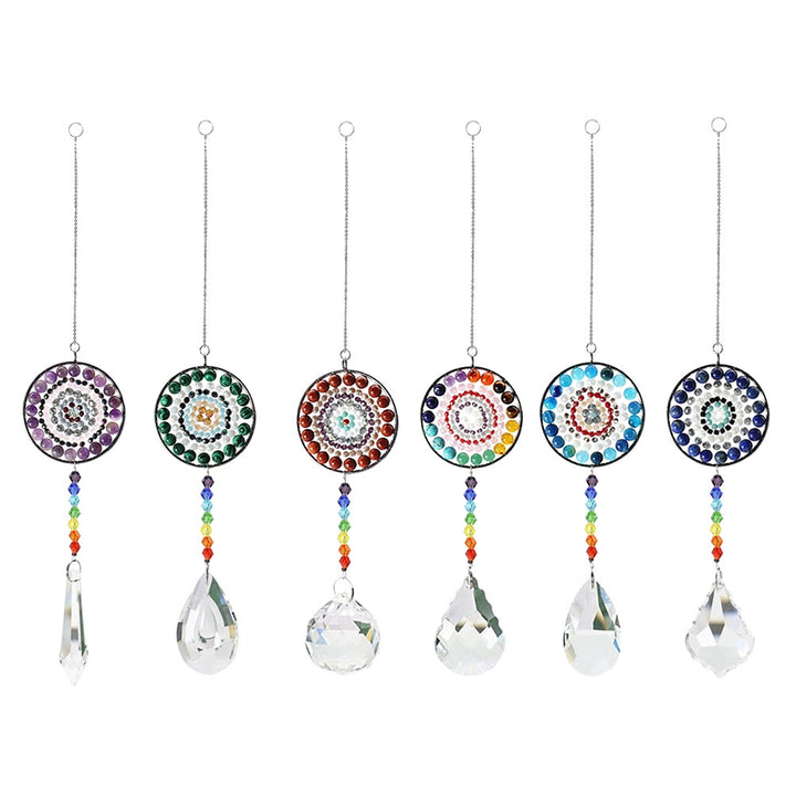 Carillon éolien chakra fait main avec attrape-soleil en cristal Olivenorma