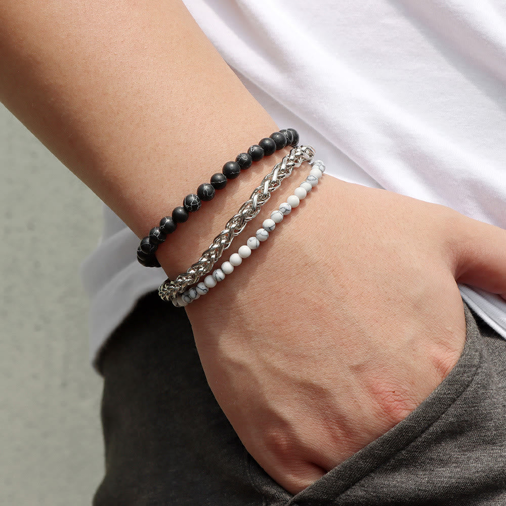 Ensemble de bracelets rétro en pierre rose Olivenorma « Paix et calme »
