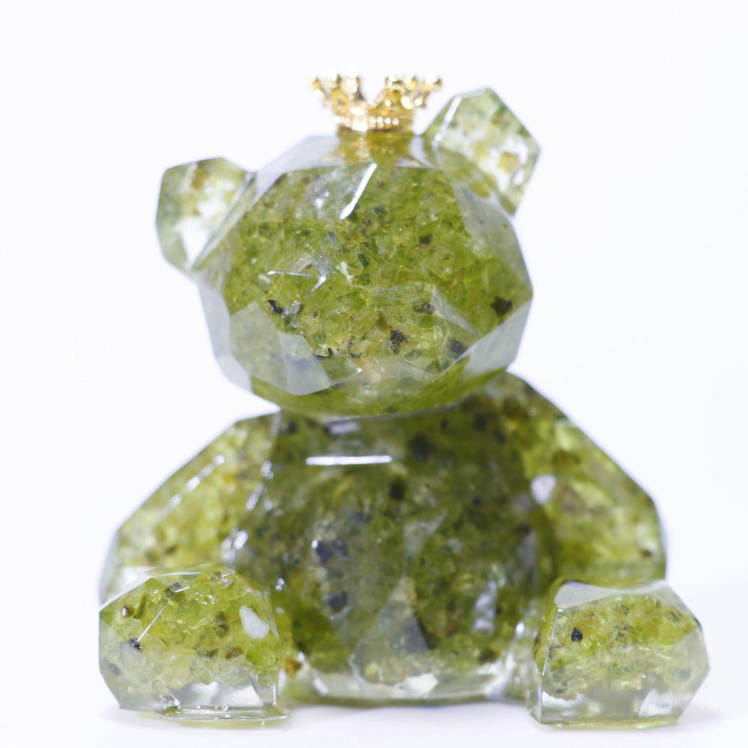 Ornement en résine de gravier de cristal Olivenorma en forme d'ours en pierre précieuse