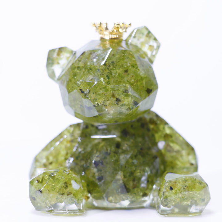Ornement en résine de gravier de cristal Olivenorma en forme d'ours en pierre précieuse