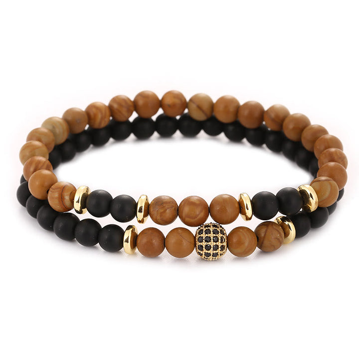 Bracelet homme Olivenorma en perles de cristal naturel à deux couches