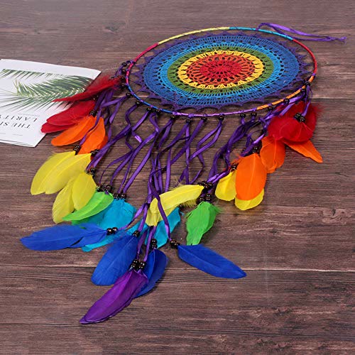 Attrape-rêves en perles d'onyx noir avec plumes arc-en-ciel Olivenorma - image 2