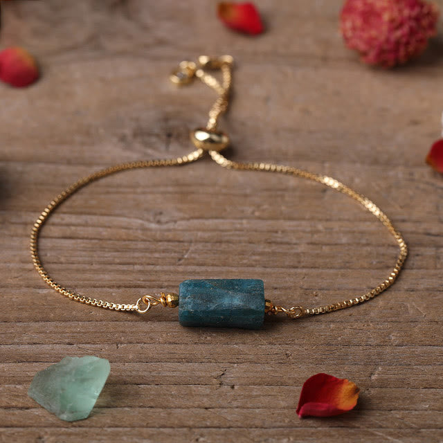 Bracelet chaîne en métal avec pierres prismatiques en cristal naturel Olivenorma