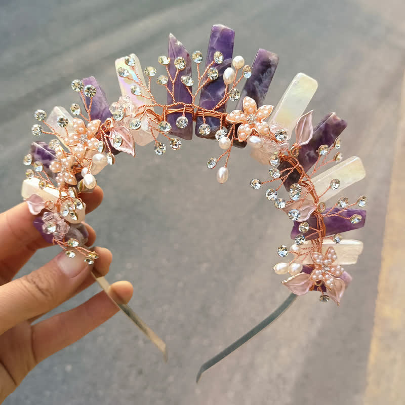 Cristal naturel de luxe Olivenorma avec couronne en cristal de perle