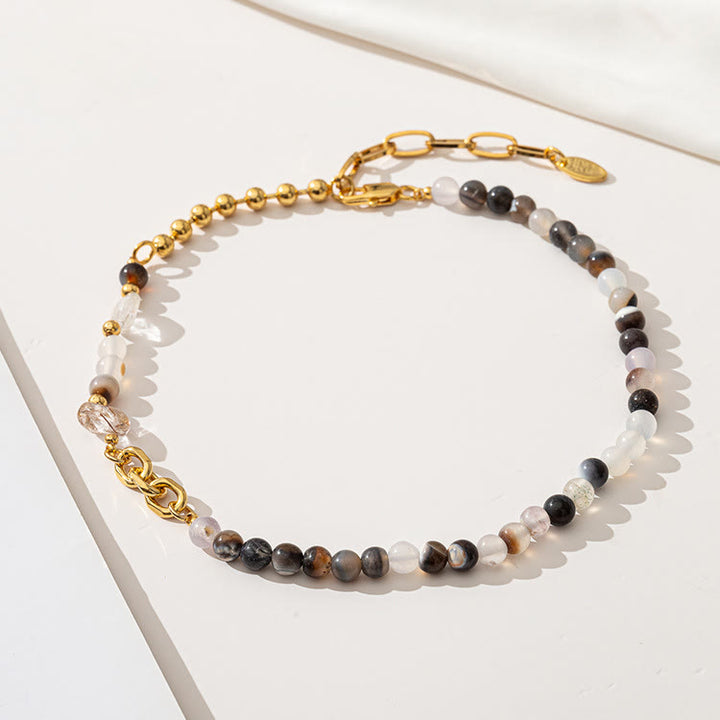 Collier de clavicule en perles de pierre semi-précieuse naturelle Olivenorma 