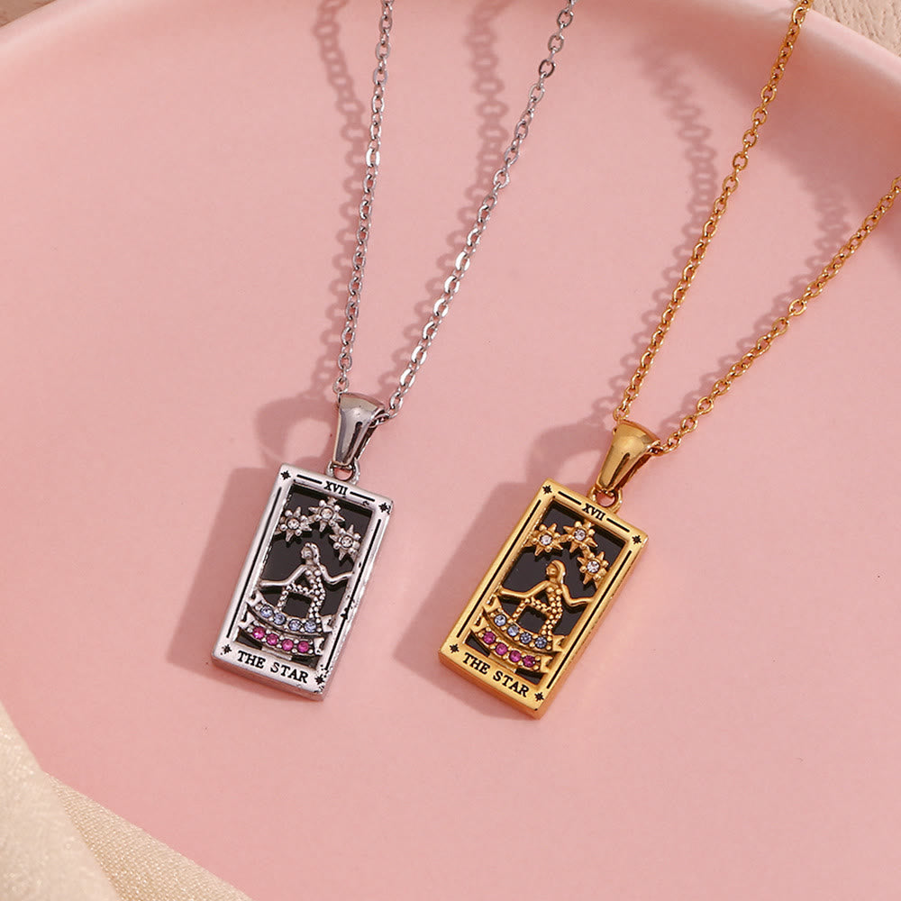 Collier de cartes de tarot en acier inoxydable plaqué or 18 carats Olivenorma 
