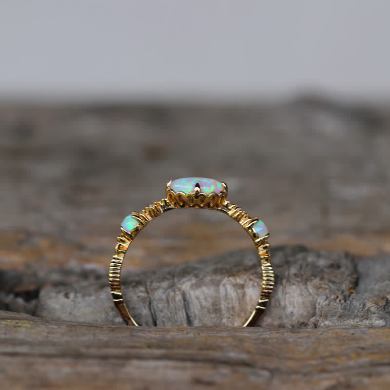 Olivenorma « Amour et Sincérité » - Bague Vintage Opale Reki