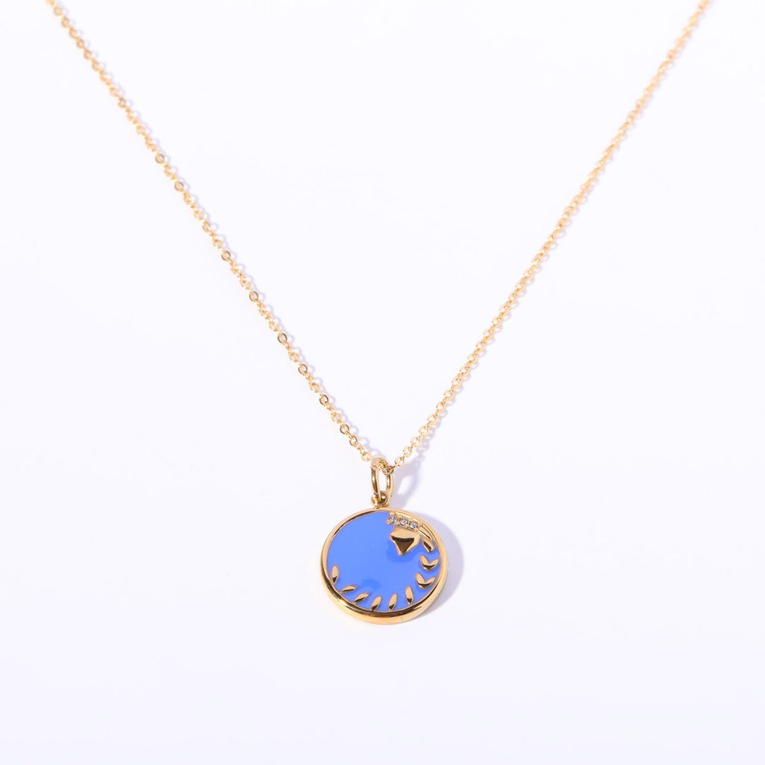 Collier vintage en acier inoxydable 18 carats avec zircon blanc Olivenorma 