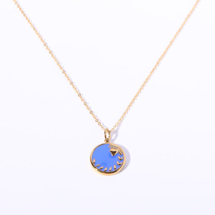 Collier vintage en acier inoxydable 18 carats avec zircon blanc Olivenorma 