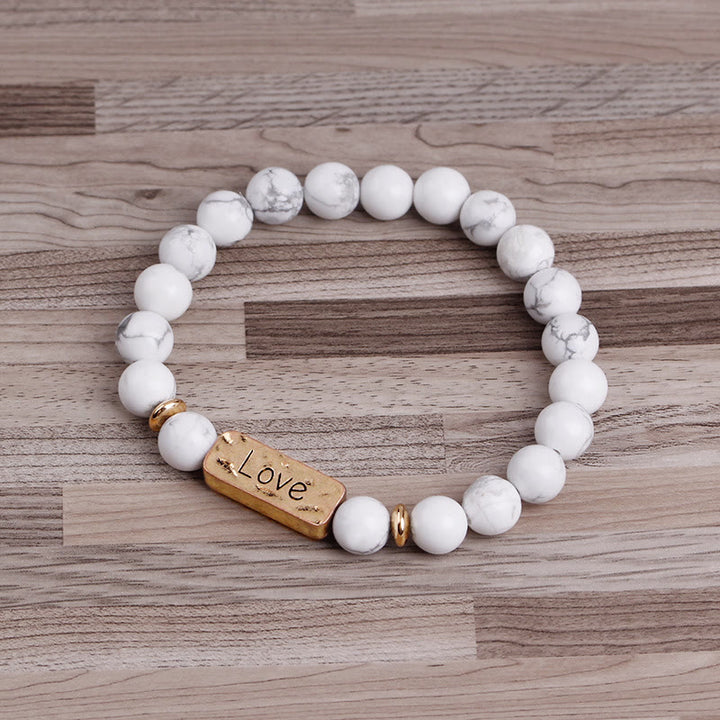 Bracelet de gravure puissant avec pierres précieuses naturelles Love Olivenorma 