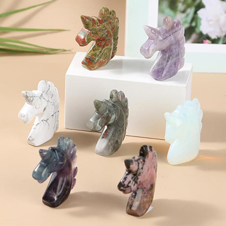Olivenorma Figurine de licorne en cristal naturel de 2 pouces Décoration en pierres précieuses 