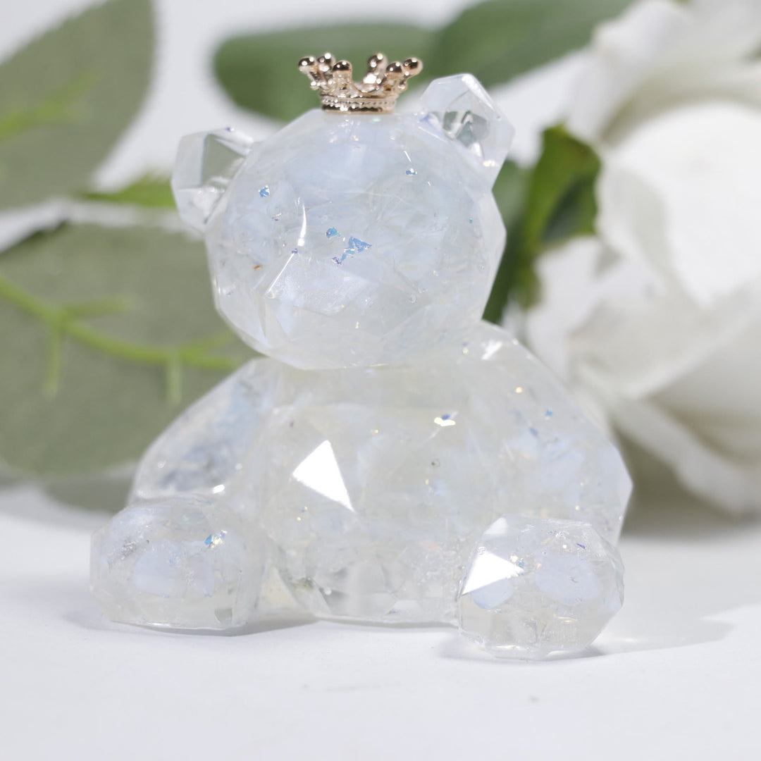 Ornement en résine de gravier de cristal Olivenorma en forme d'ours en pierre précieuse