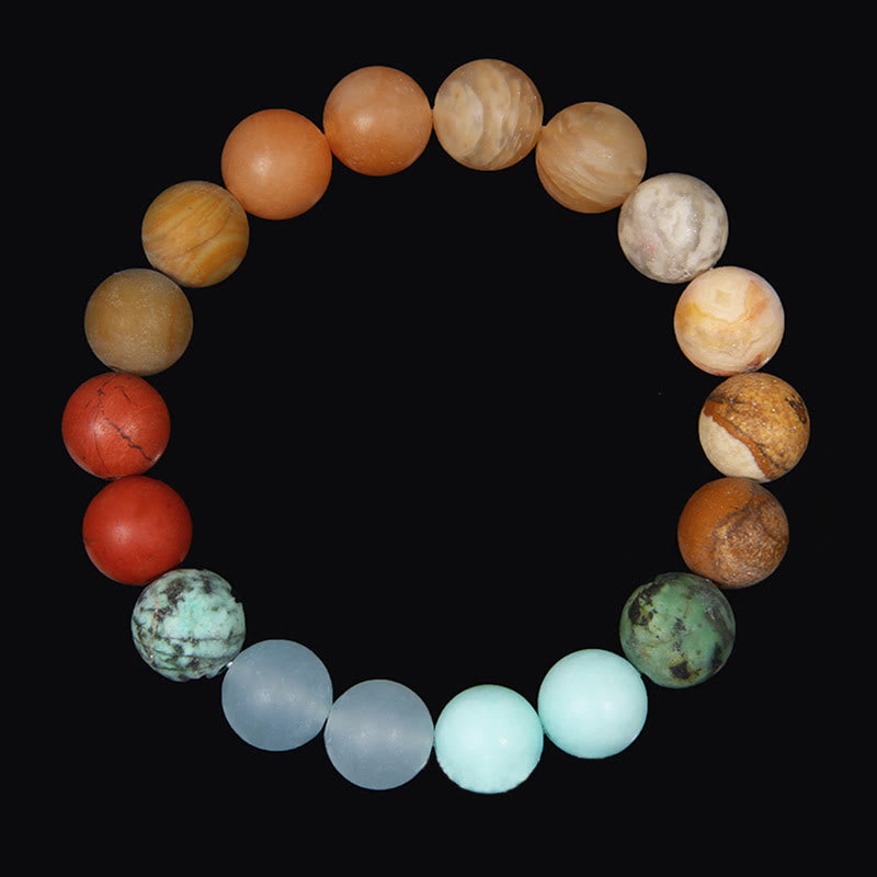Bracelet planète en perles naturelles givrées de 10 mm Olivenorma 