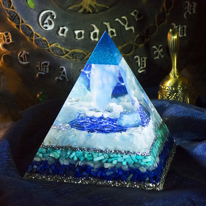 Tour de cristal orgonite Olivenorma Clean Spirit-Aigue-marine