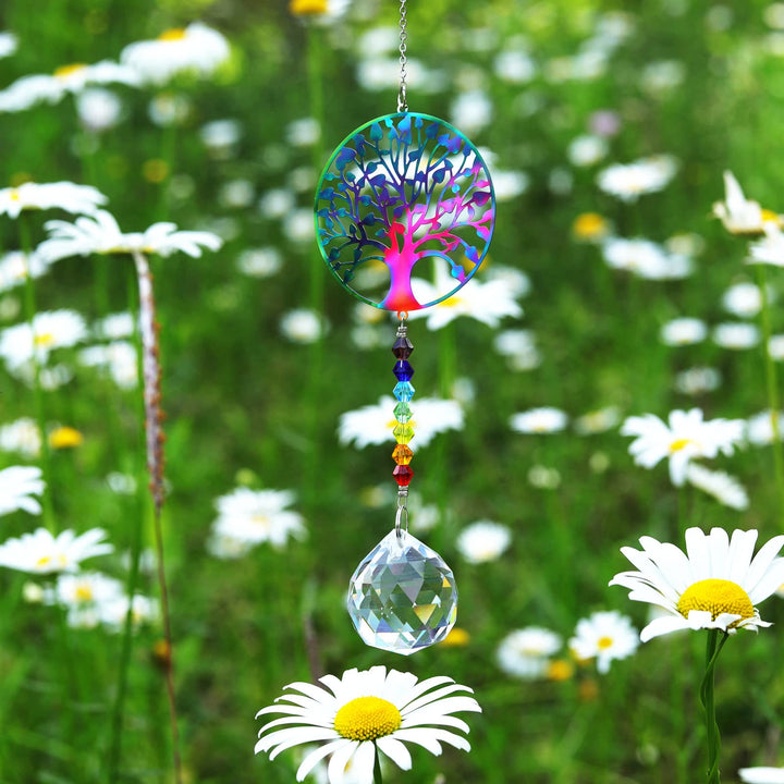 Carillon éolien à suspendre en cristal transparent avec perles chakra Olivenorma 