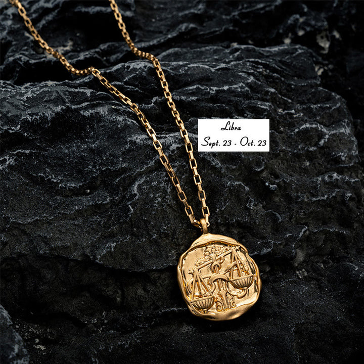 Collier en acier titane galvanisé ou 18 carats Olivenorma Zodiac