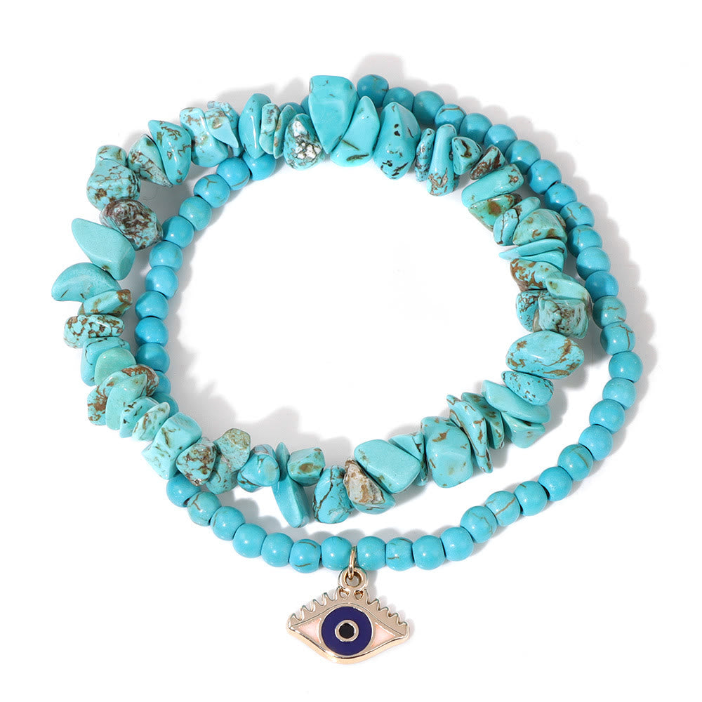 Ensemble de bracelets en cristal à double couche avec pendentif mauvais Olivenorma 