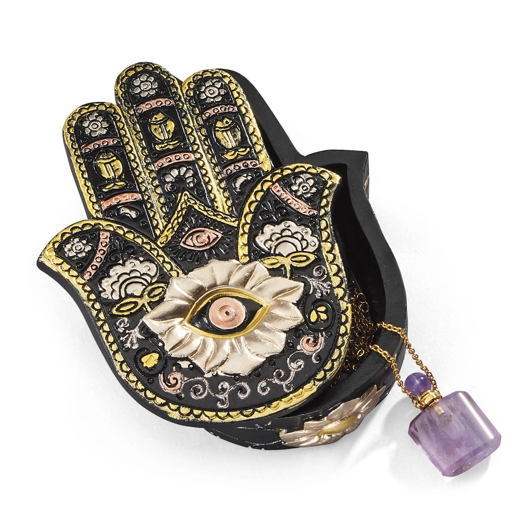 Décoration de boîte Hamsa peinte à la main Olivenorma