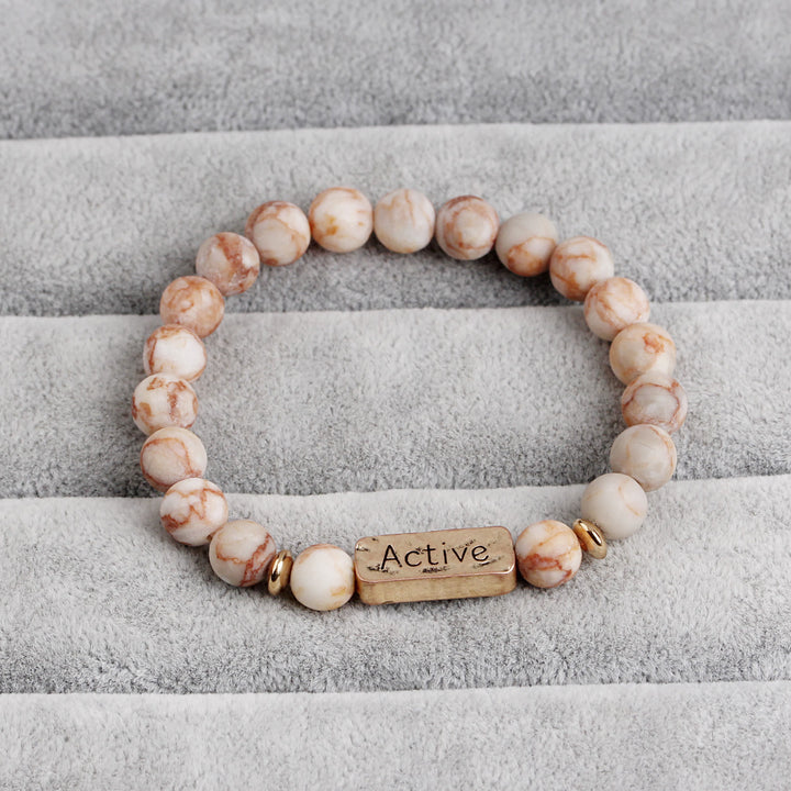 Bracelet gravé Active Faith en pierres précieuses naturelles Olivenorma