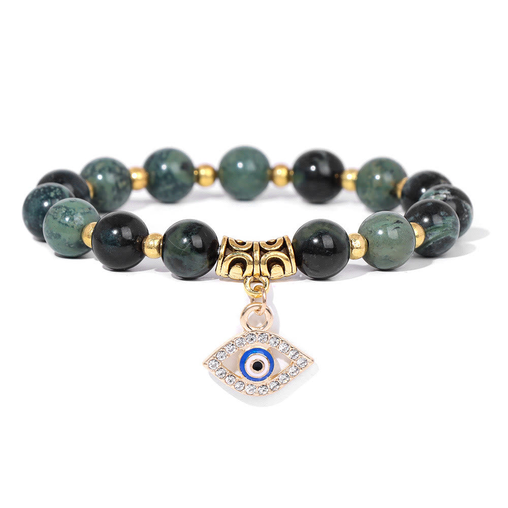 Bracelet pendentif mauvais œil en perles de pierre naturelle Olivenorma
