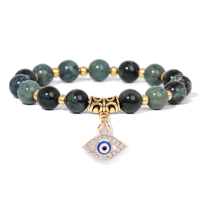 Bracelet pendentif mauvais œil en perles de pierre naturelle Olivenorma