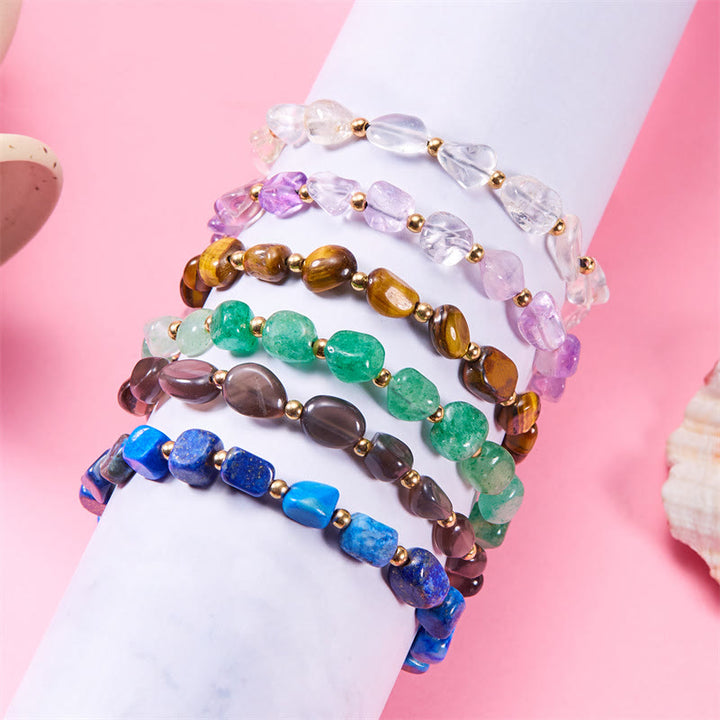 Bracelet tissé à la main en perles de pierre irrégulières naturelles Olivenorma 