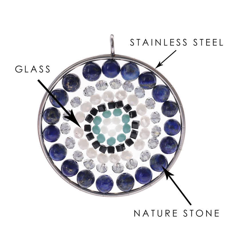 Collier avec pendentif rond en cristal et fleur de datura Olivenorma