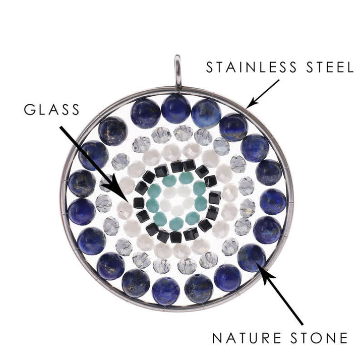 Collier avec pendentif rond en cristal et fleur de datura Olivenorma