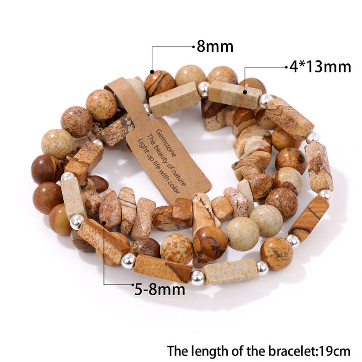 Ensemble de bracelets irréguliers à trois couches en pierre naturelle Olivenorma 
