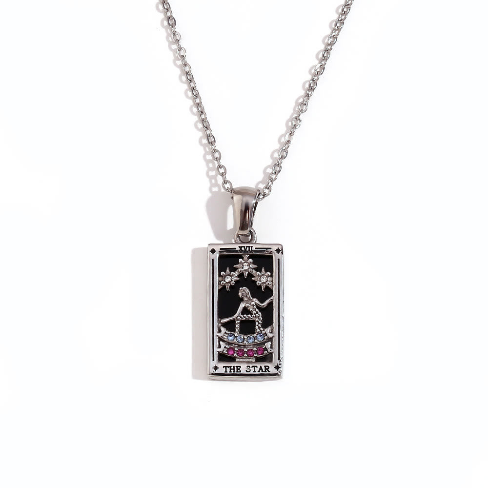 Collier de cartes de tarot en acier inoxydable plaqué or 18 carats Olivenorma 