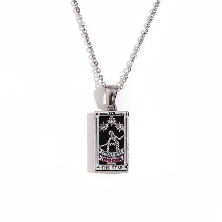Collier de cartes de tarot en acier inoxydable plaqué or 18 carats Olivenorma 