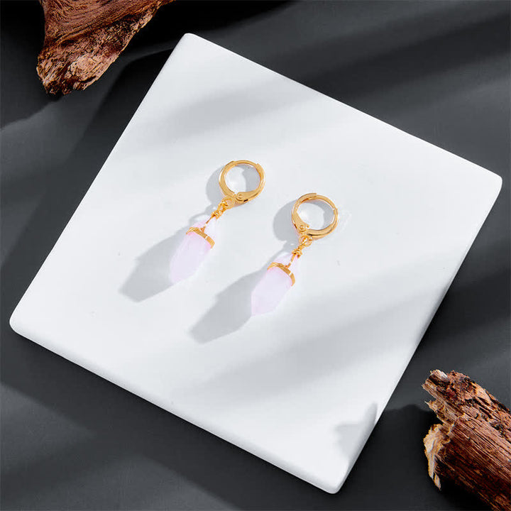 Boucles d'oreilles de guérison en opale rose naturelle