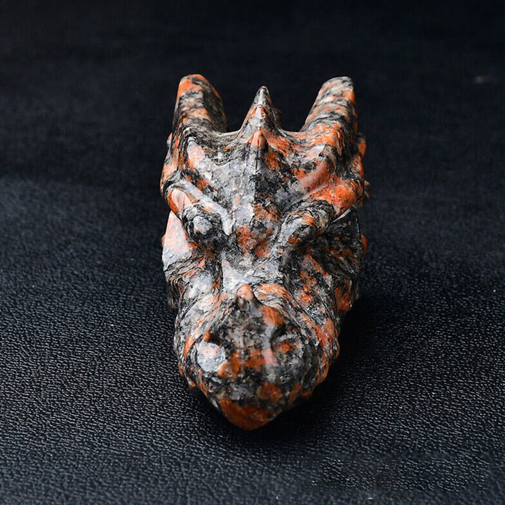 Décoration en pierre précieuse de crâne de dragon de 3,2 pouces Olivenorma