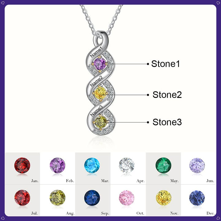 Collier avec pierre de naissance gravée pour femme Olivenorma