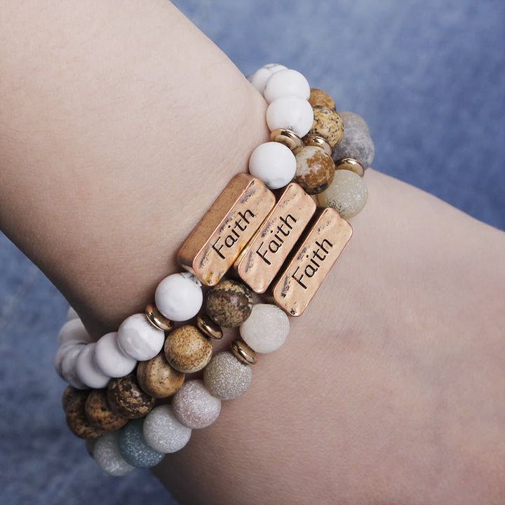 Bracelet gravé Active Faith en pierres précieuses naturelles Olivenorma