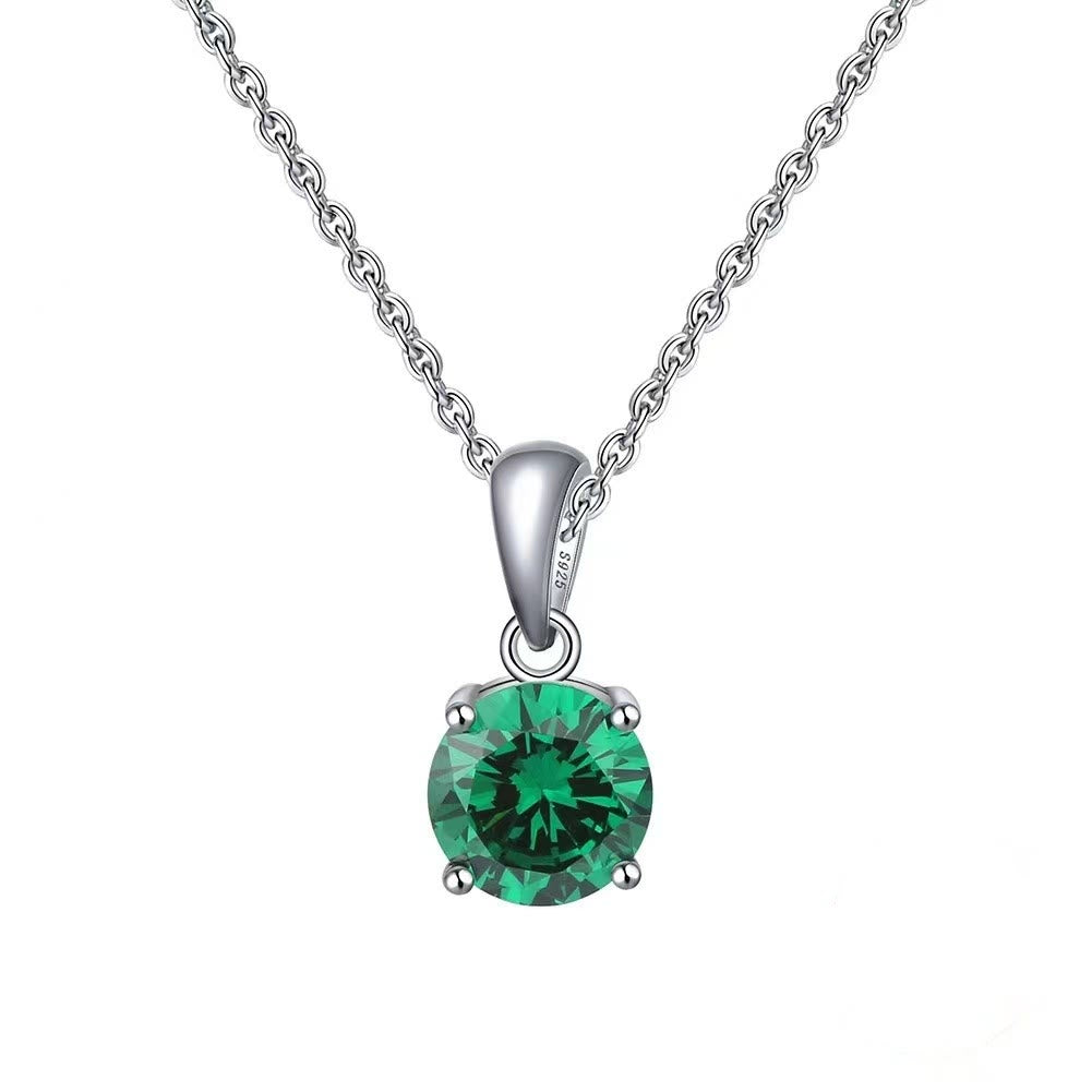 Collier pendentif à quatre griffes en zircon multicolore Olivenorma 