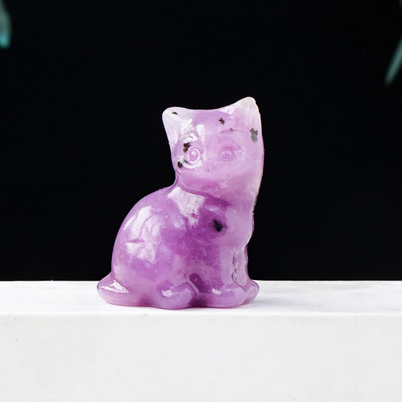 Décoration en pierre précieuse sculptée en forme de chat porte-bonheur en cristal naturel Olivenorma - image 36