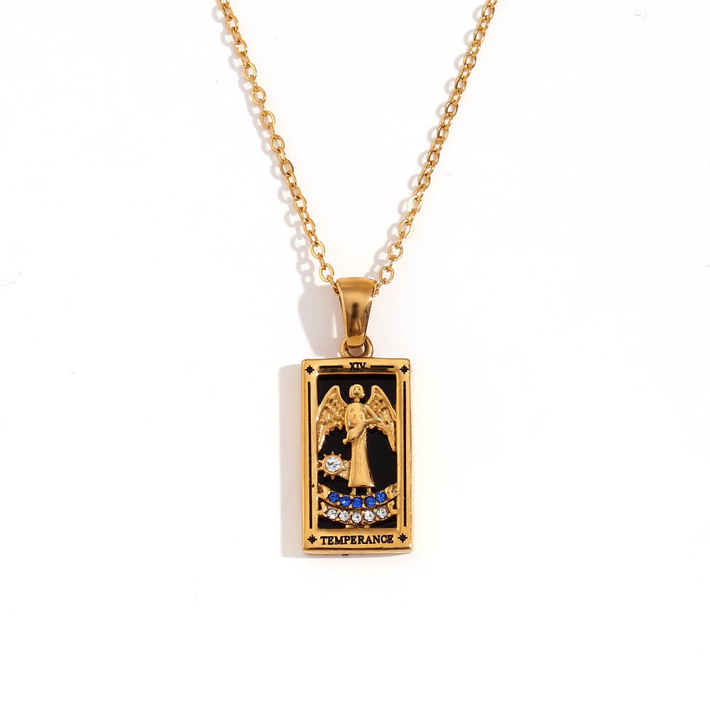 Collier de cartes de tarot en acier inoxydable plaqué or 18 carats Olivenorma 