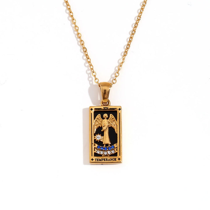 Collier de cartes de tarot en acier inoxydable plaqué or 18 carats Olivenorma 
