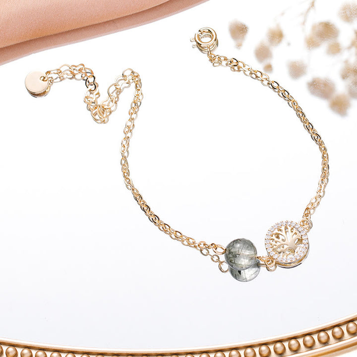 Ensemble de bracelets Arbre de vie en quartz rutile vert fraise Olivenorma