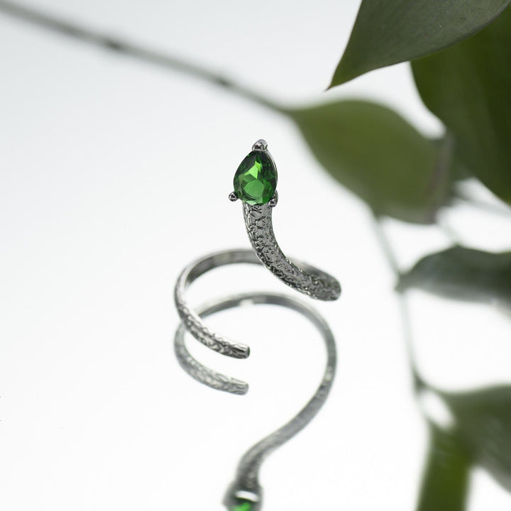 Bague manchette serpent émeraude Olivenorma