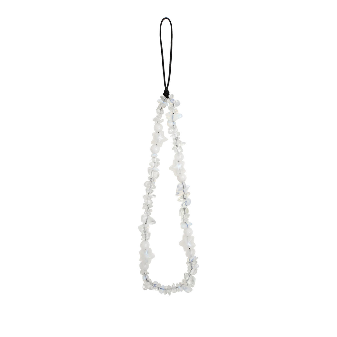 Sangle de téléphone en perles de pierre concassée faites à la main Olivenorma avec pentagramme