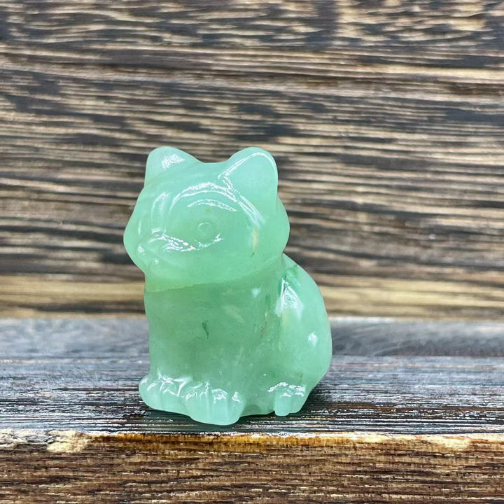 Décoration en pierre précieuse en forme de chaton mignon de 1,2 pouce en pierre naturelle Olivenorma 